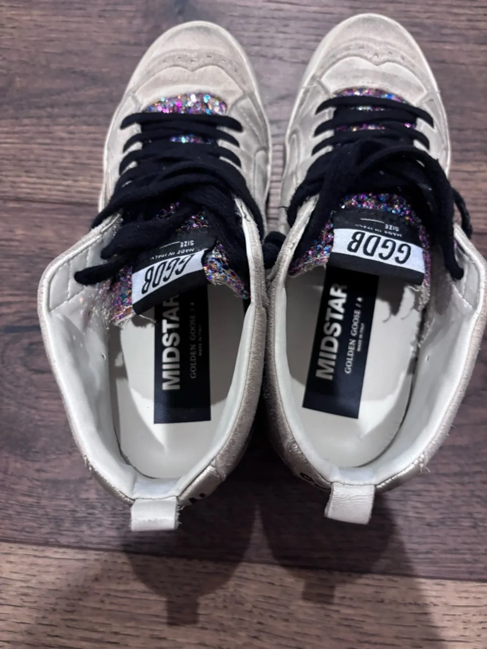 Golden Goose GGDB Glitter mid- star Sneakers in Beige with Multicolor Glitter - Picture 7 of 8
